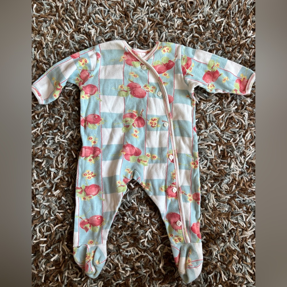BABY LULU 12 mos One-Piece Footed Jumpsuit in Light Blue and Pink